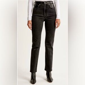 A&F mixed fabric ultra high rise straight